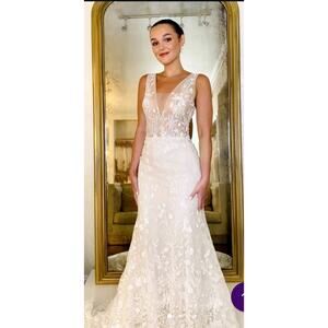 $9000 Monique Lhuillier Etoile Collection Wedding Dress Sz XS White Brid…